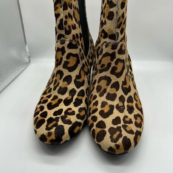 Coach and Four Tate Tan Brown Leopard Print Calf Hair Ankle Boot - Picture 3 of 12